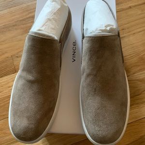 NIB VINCE Verrell Leather Suede Slip-on Sneaker  in Woodsmoke Size 8